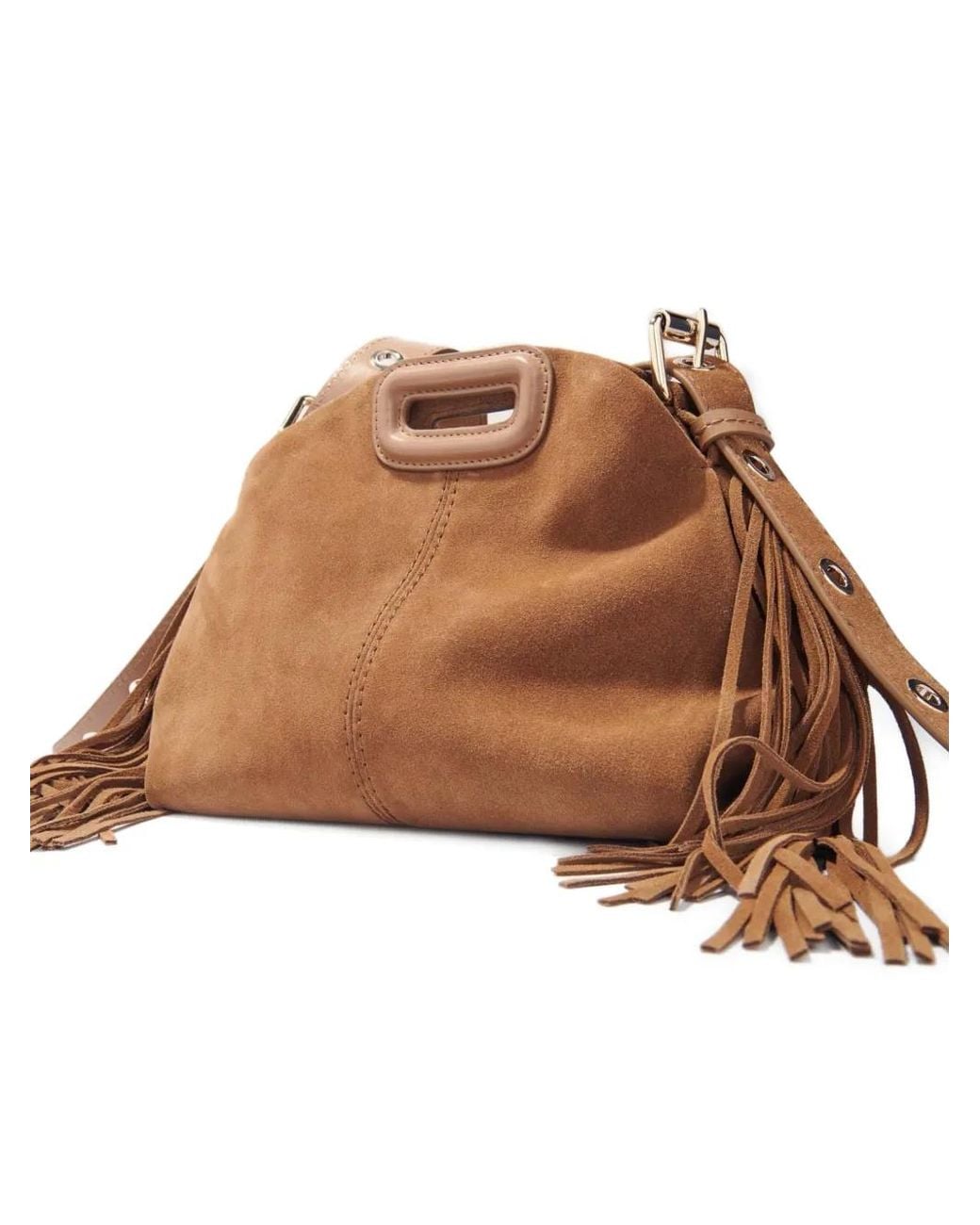 Maje Brown Miss M Mini Suede Bag