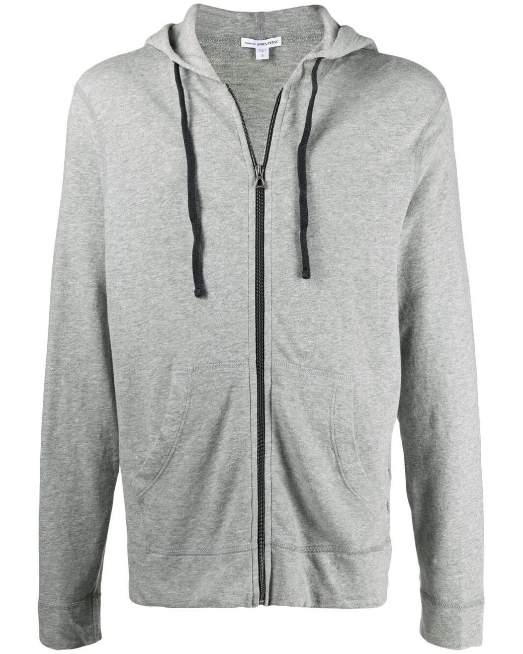 James Perse Gray Vintage Cotton Zip-Front Hoodie for men