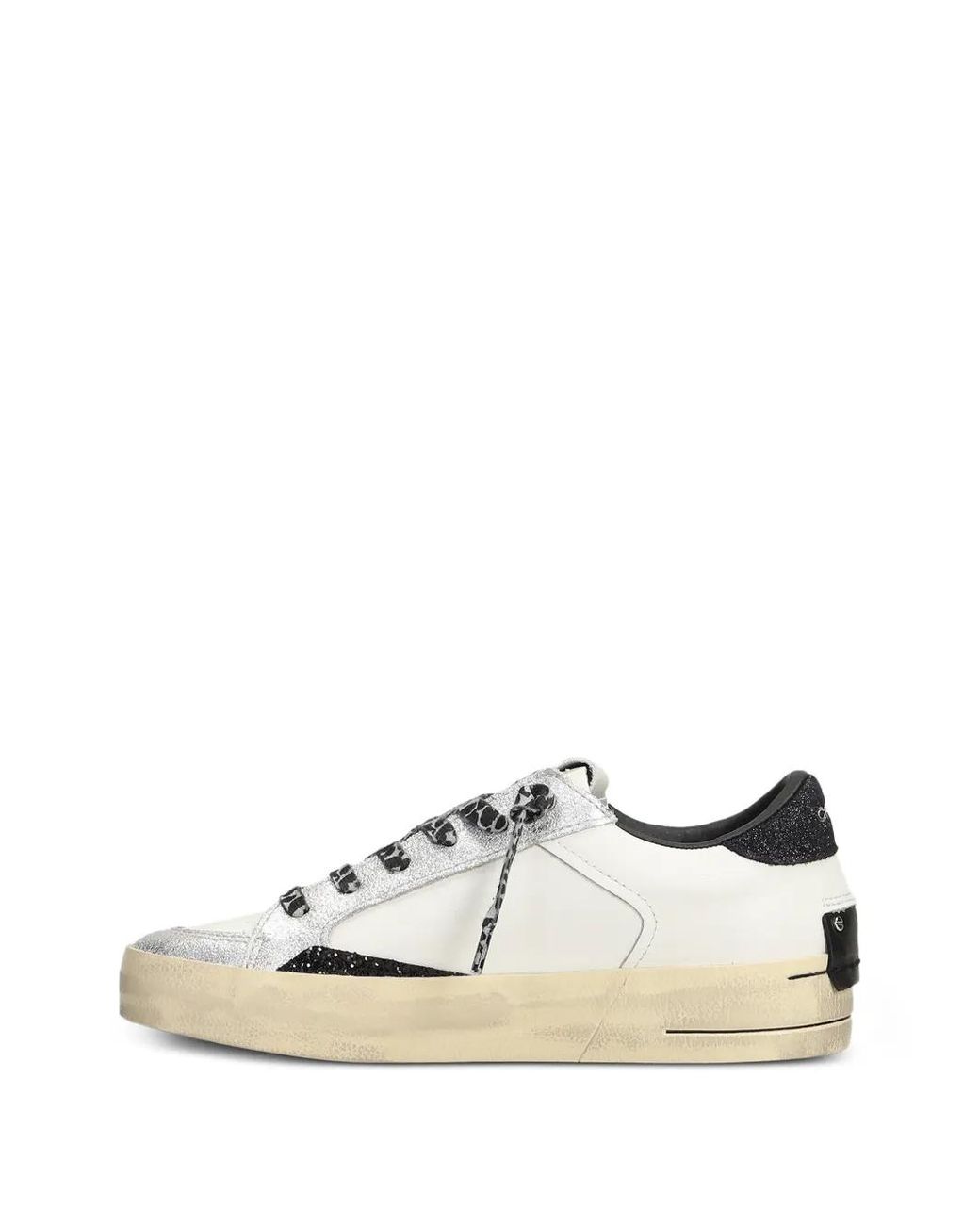 Crime London White Sk8 Deluxe Glitter-Effect Sneakers