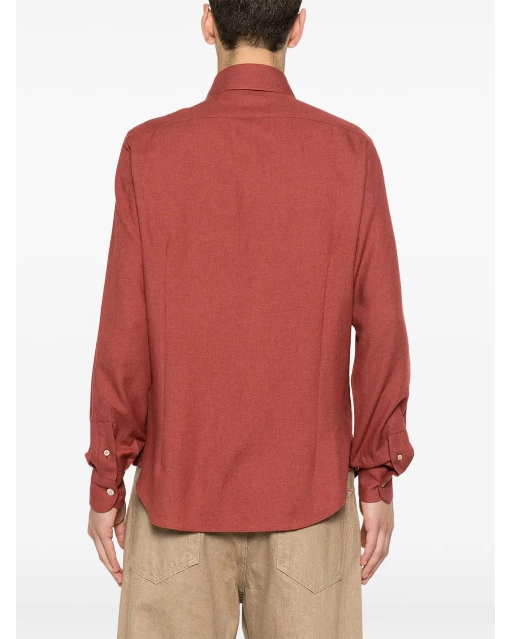 Eleventy Red Button-Down Long-Sleeve Shirt for men
