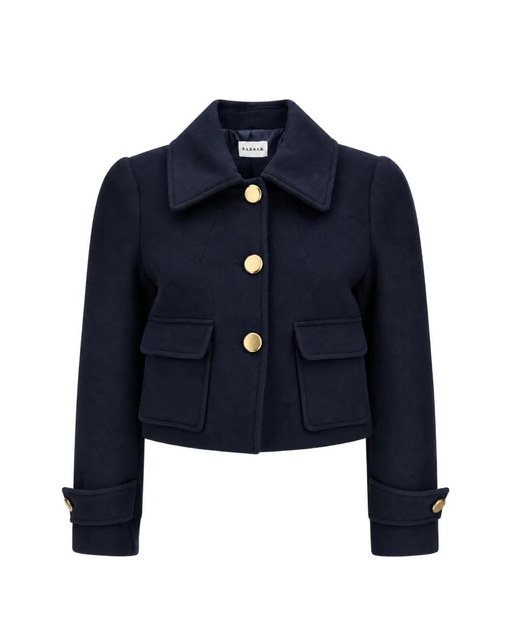 P.A.R.O.S.H. Blue Classic-Collar Cropped Blazer