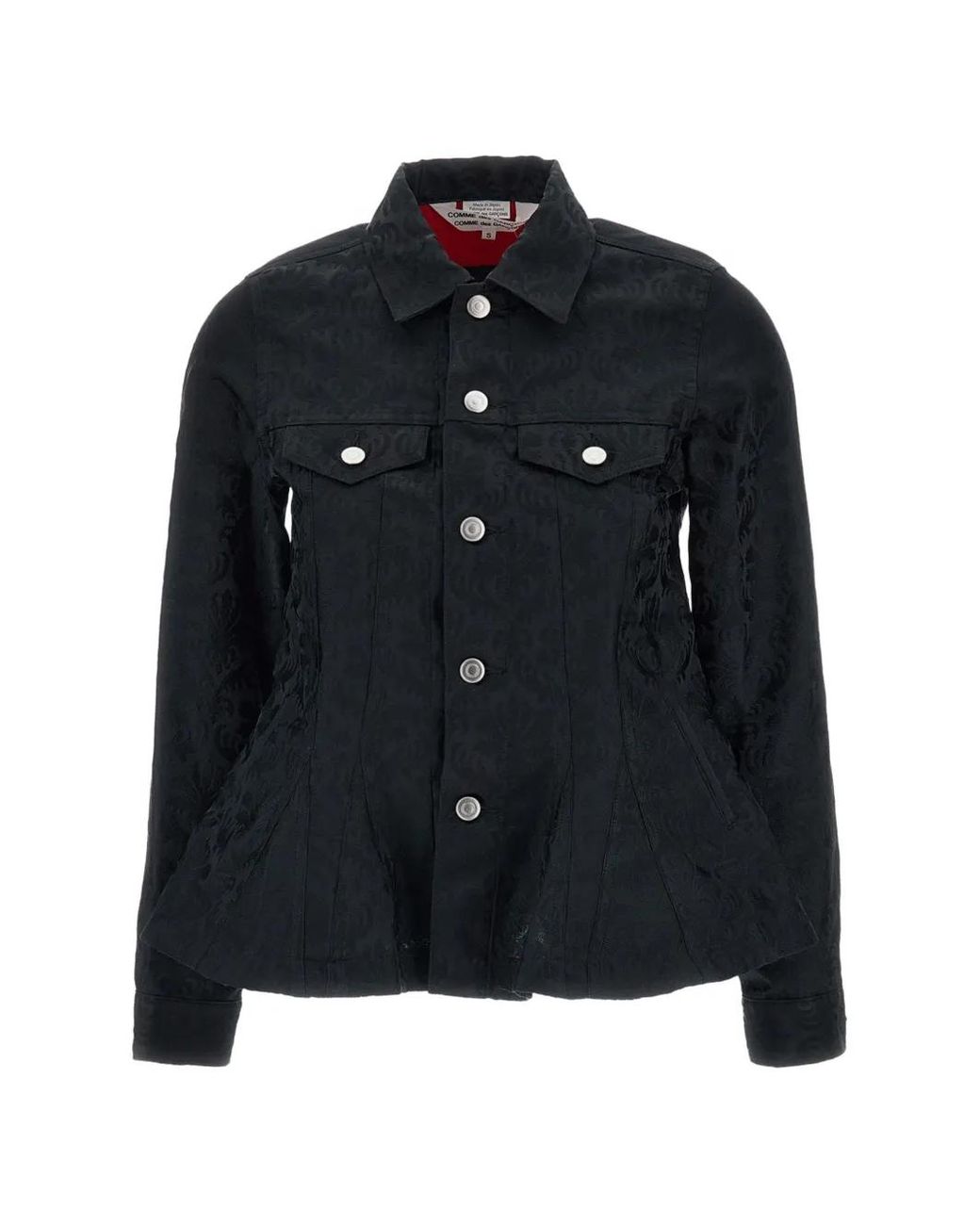 Comme des Garçons Black Damask-Pattern Peplum Jacket