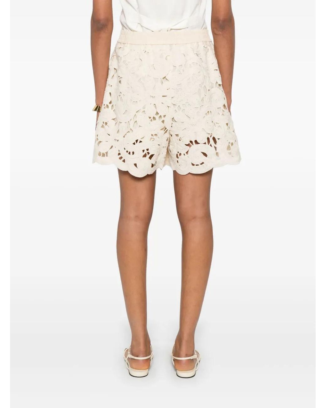 Moncler Natural Floral Macrame Shorts