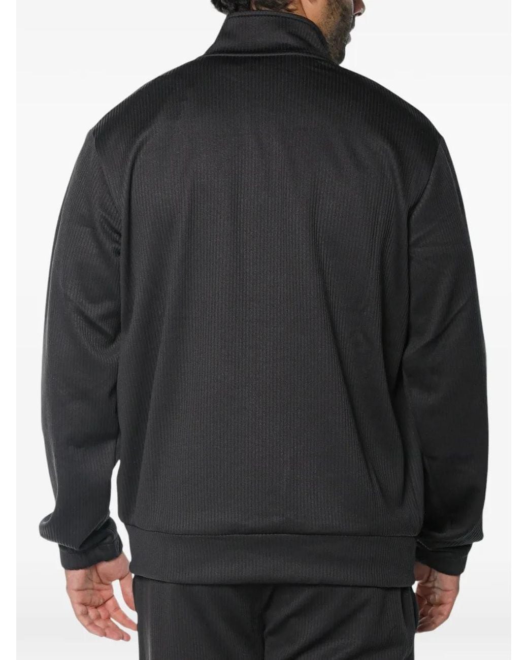 ARMANI EXCHANGE Black Logo-Print Ribbed-Knit Sweatshirt for men