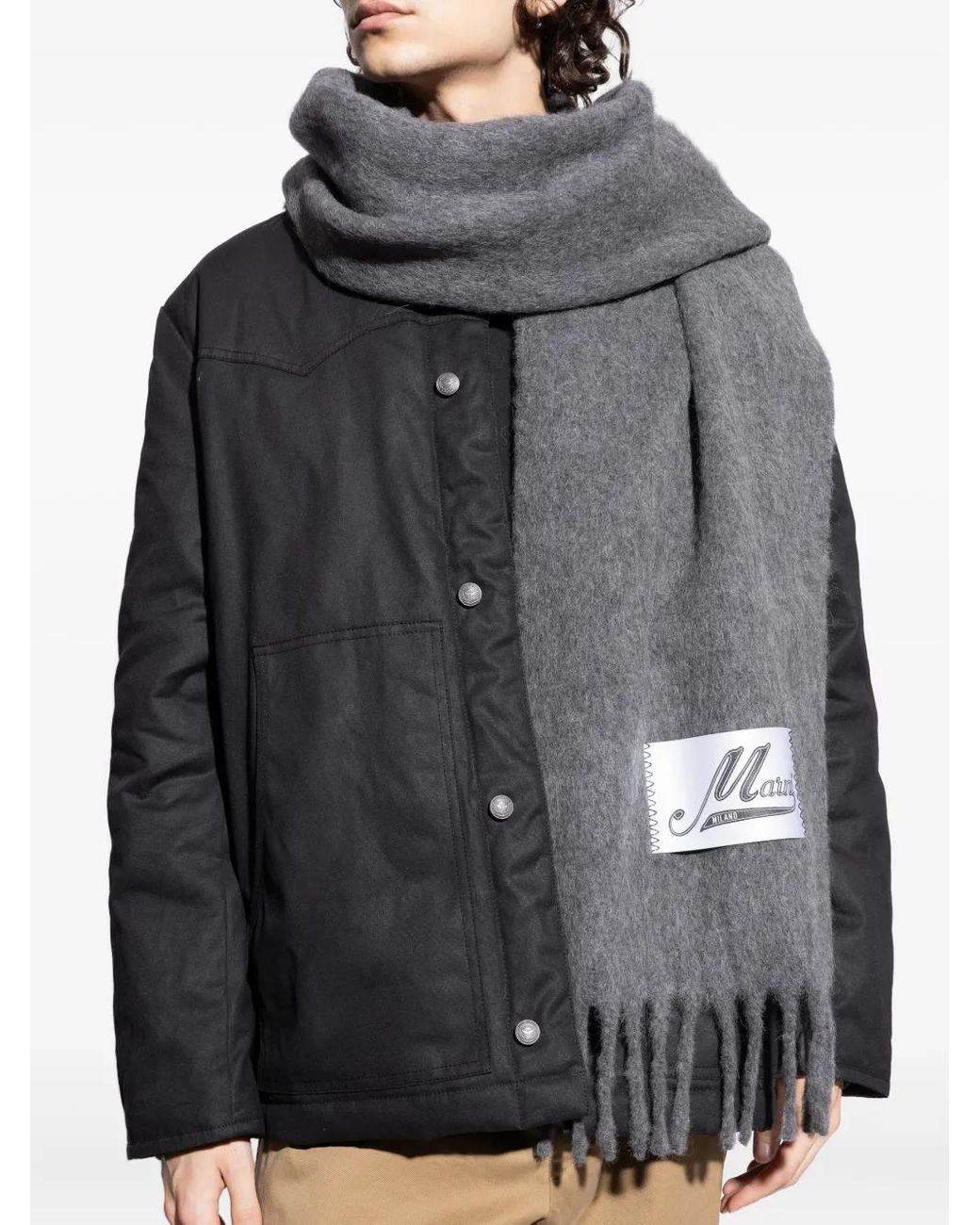 Écharpe Frangée À Logo Marni pour homme en coloris Gray