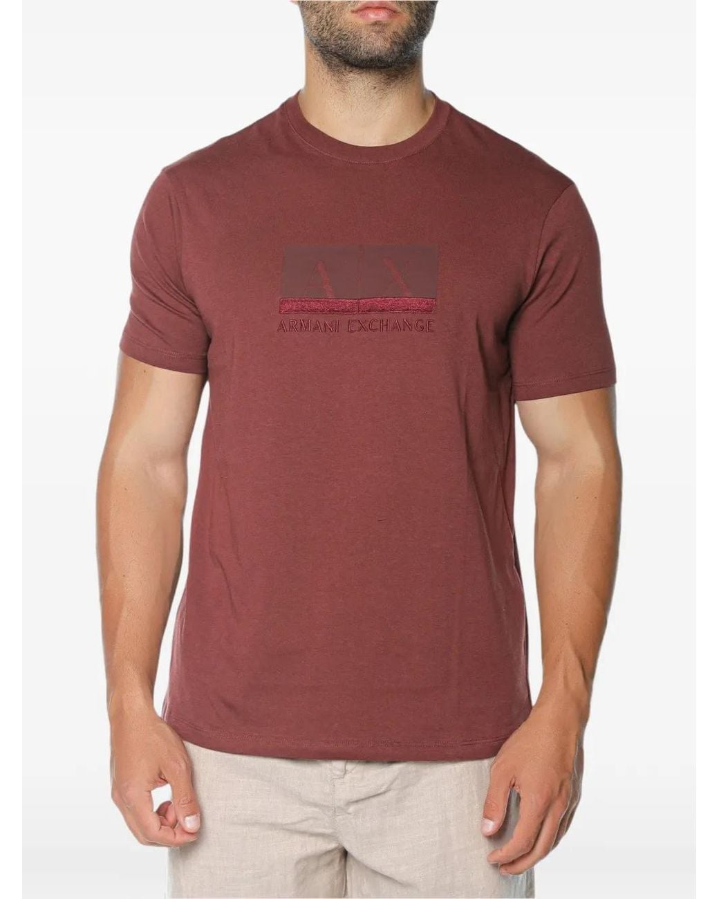 ARMANI EXCHANGE Red Logo-Print T-Shirt for men