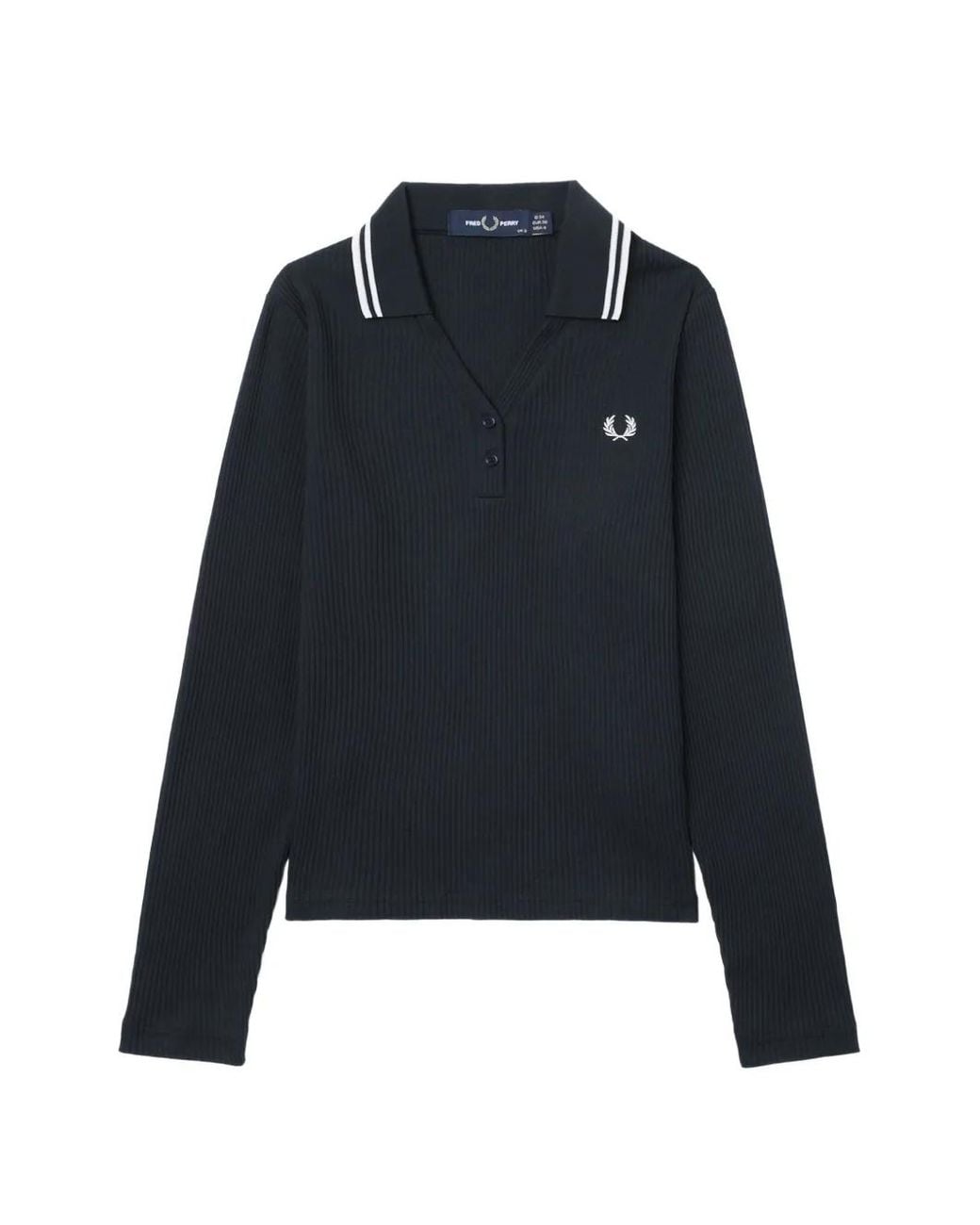 Fred Perry Blue Ribbed-Knit Long-Sleeve Sweater