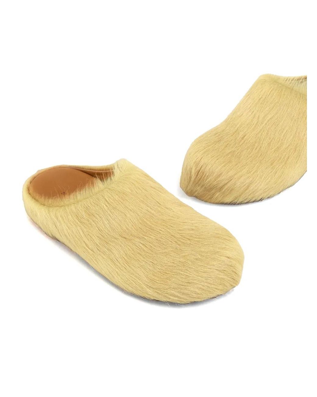 Marni White Long Hair Calfskin Fussbett Sabot for men
