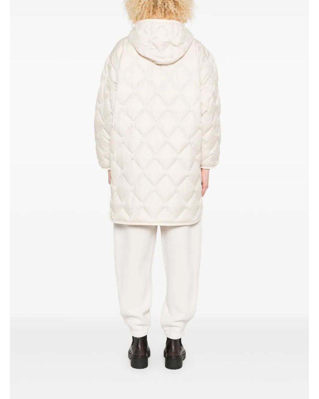 Woolrich White Quilted Hooded Coat