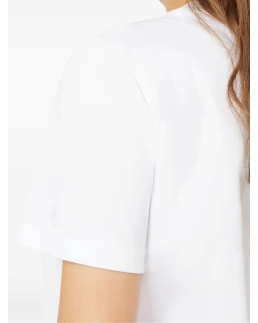 Max Mara White Embroidered-Logo T-Shirt