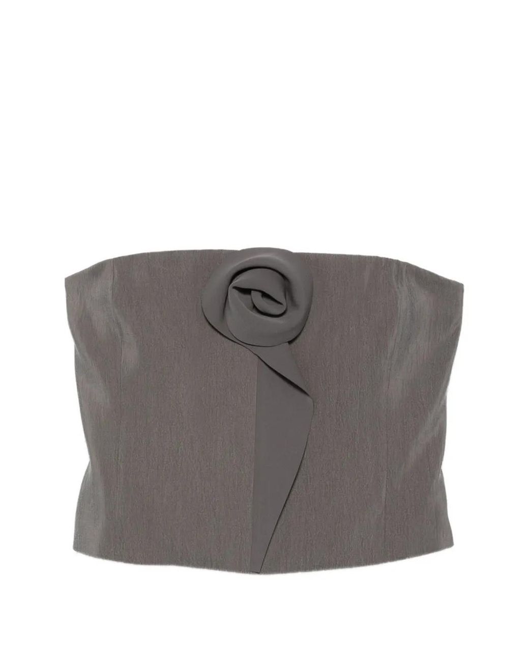 Giorgio Armani Gray Technical Silk Top With Floral Detail