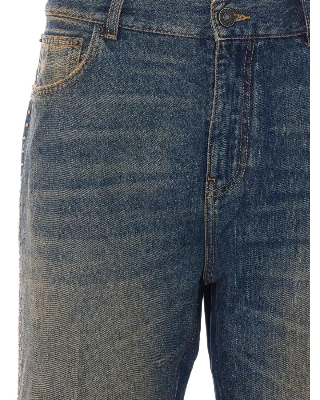 Amiri Blue Ma Fit Embellished Stripe Jeans for men