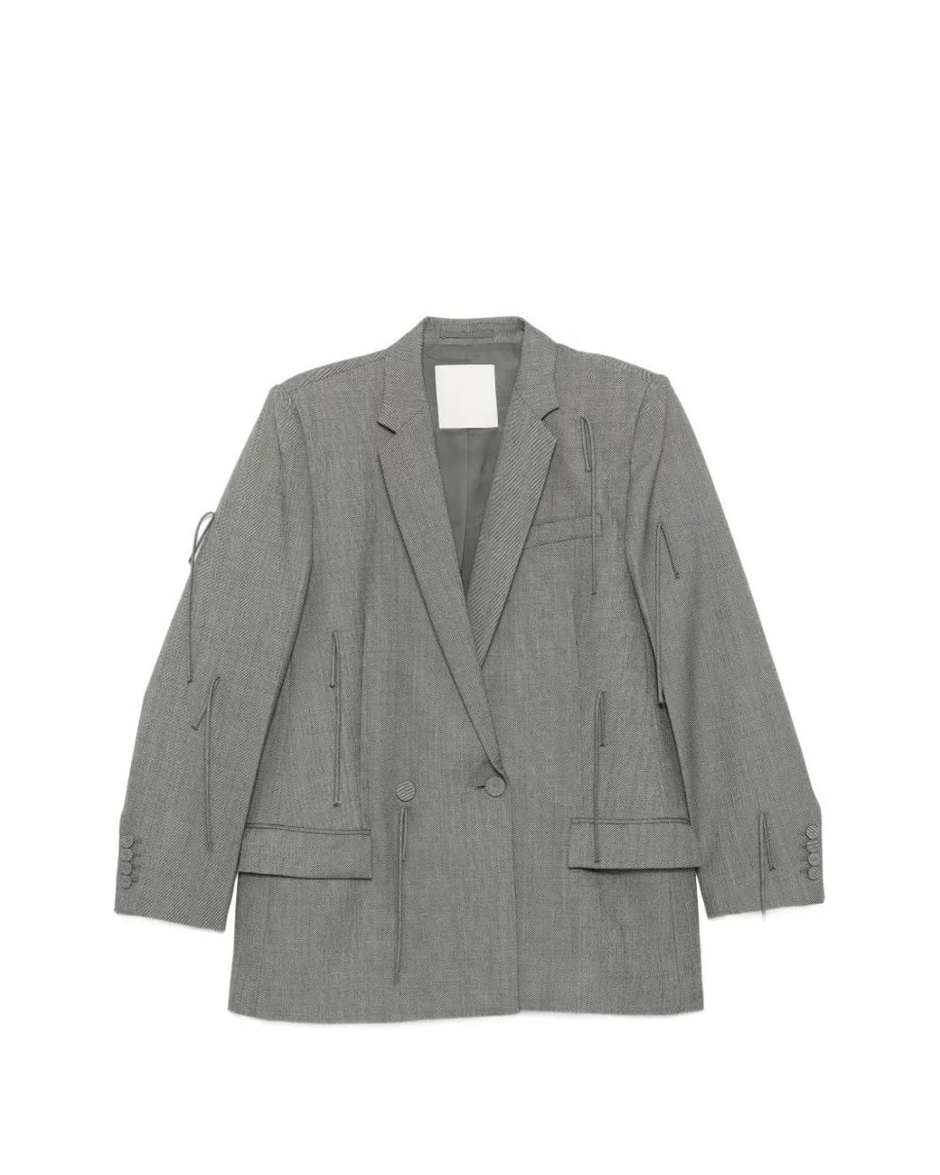 JNBY Gray Fringed Wool Blazer