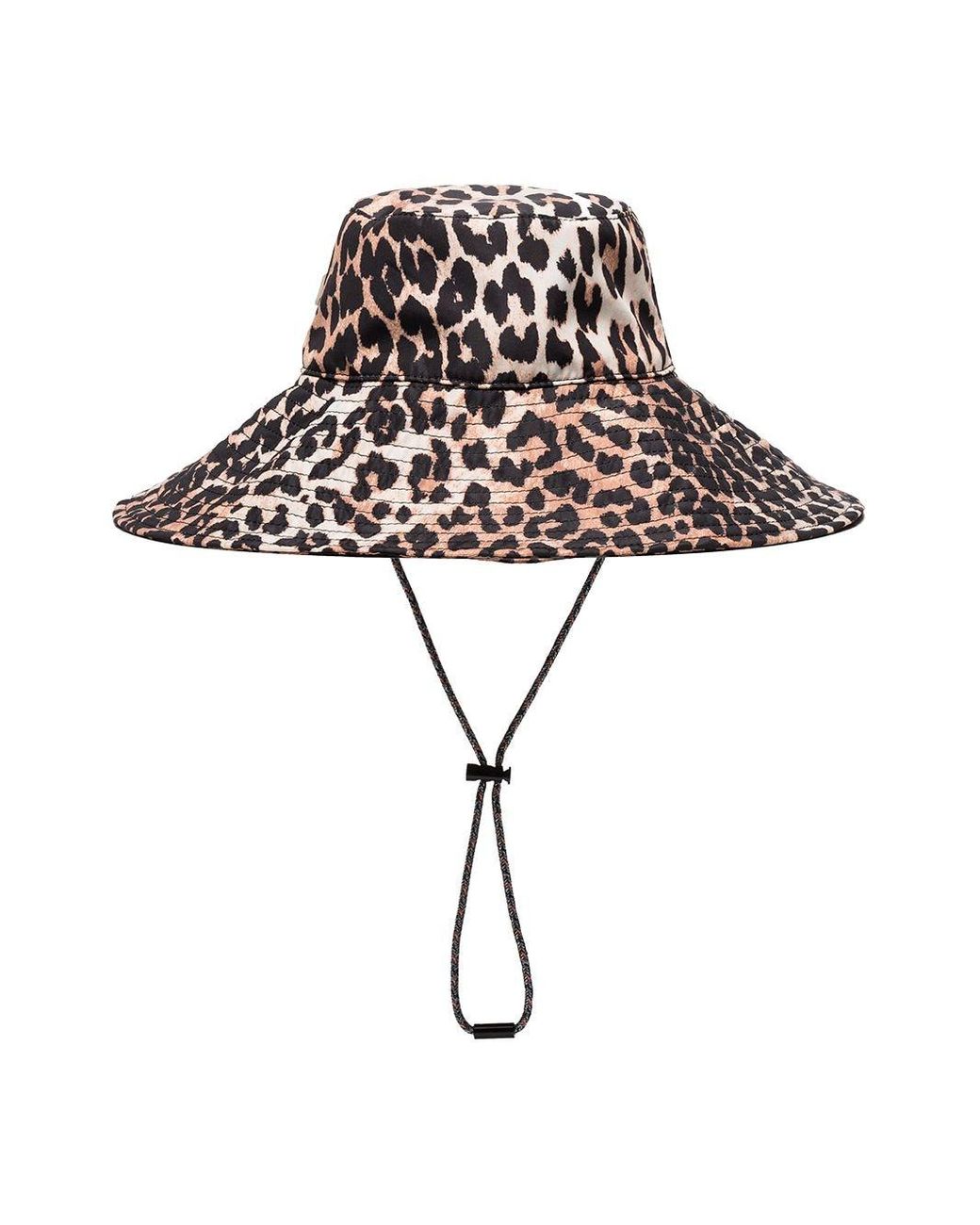 Ganni Leopard Print Bucket Hat in Brown 