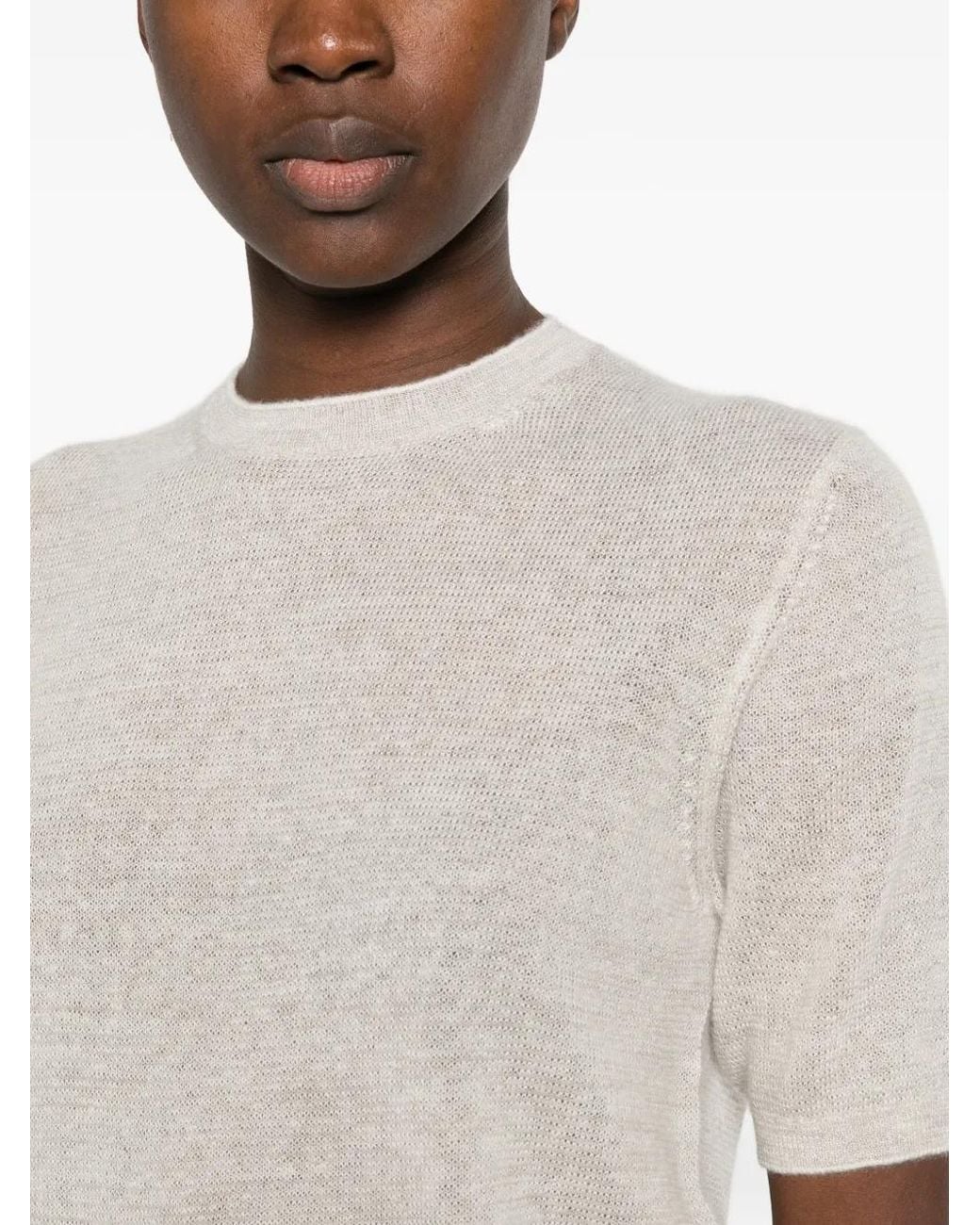 Loro Piana White Short-Sleeve Crew-Neck Sweater