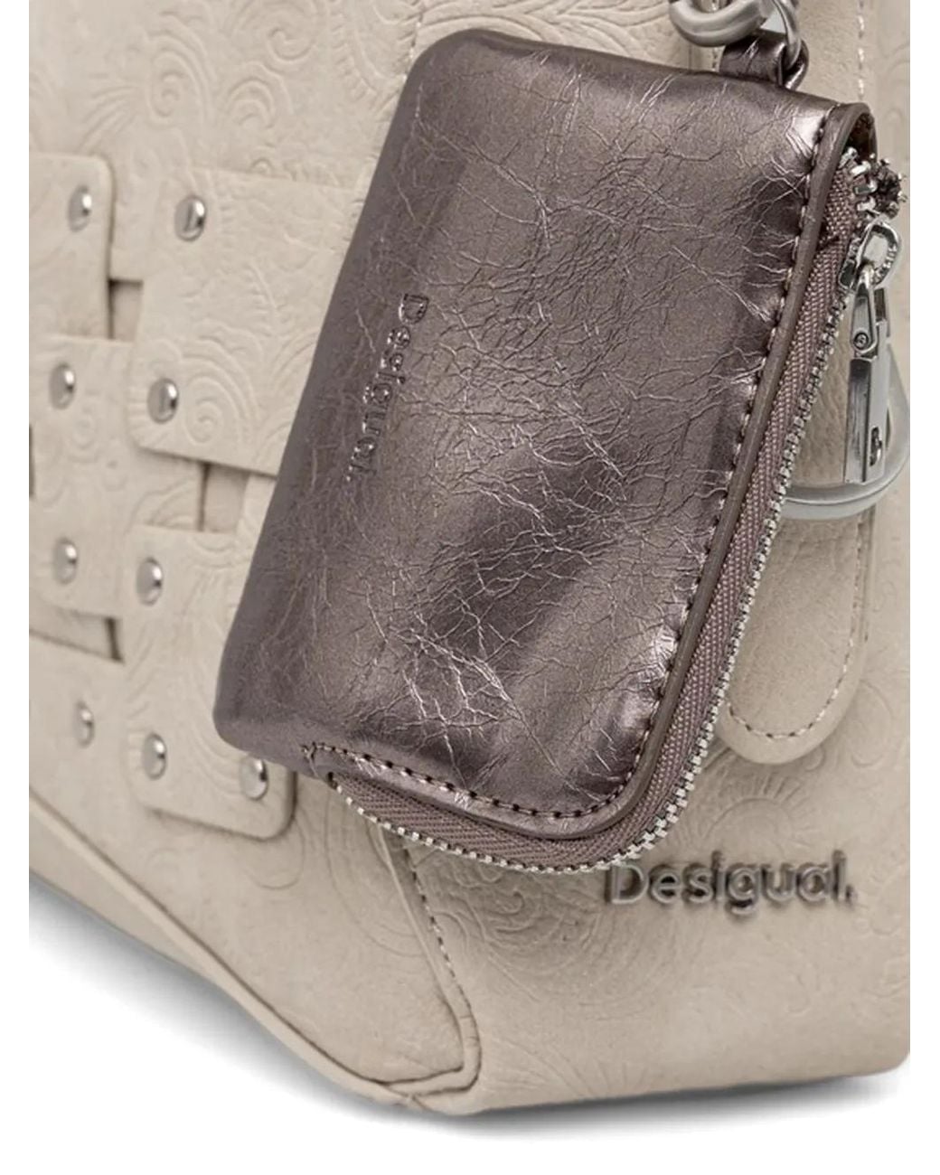 Desigual Metallic Studded Embossed Shoulder Bag