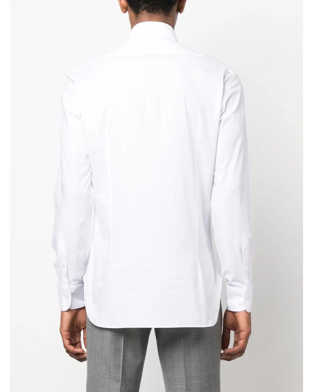 Barba Napoli White Long-Sleeve Cotton Shirt for men