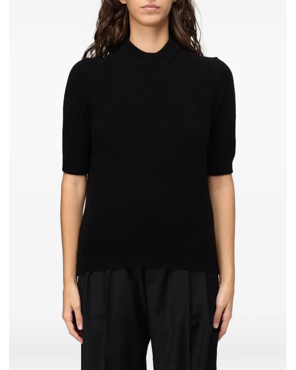 Ter Et Bantine Black Short-Sleeve Mock-Neck Sweater
