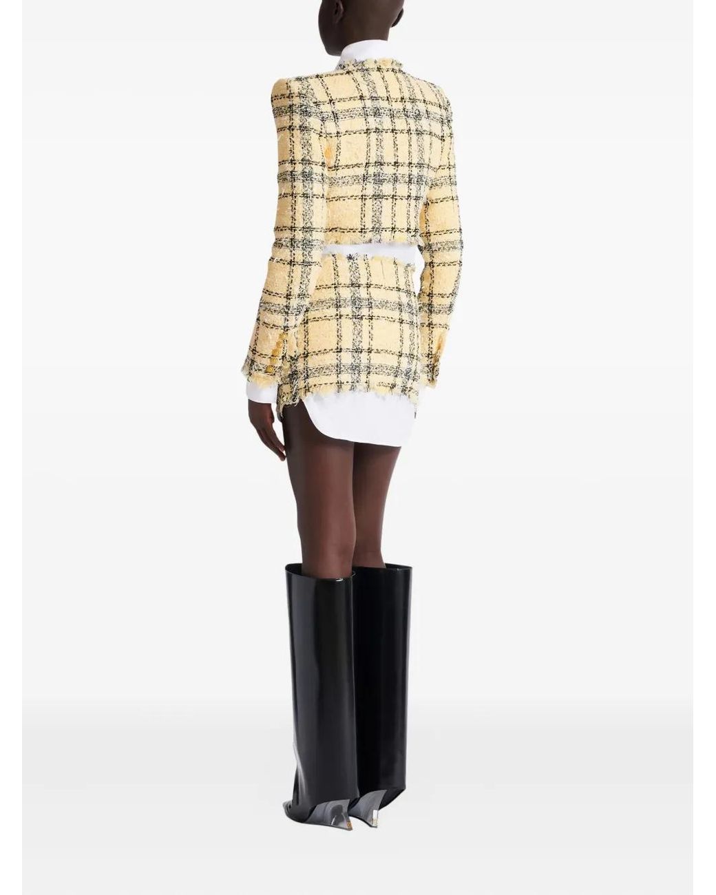 Balmain Metallic Tweed Skirt With Buttons