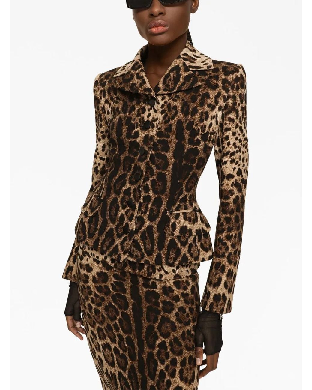 Dolce & Gabbana Brown Calf Length Leopard Skirt