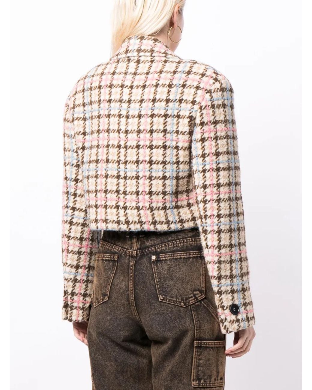 MSGM Brown Cropped-Jacke Aus Tweed