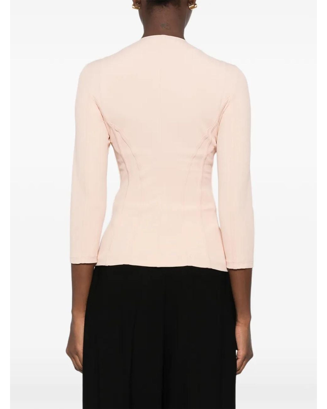 Elisabetta Franchi Pink Corset-Style Zip-Up Jacket