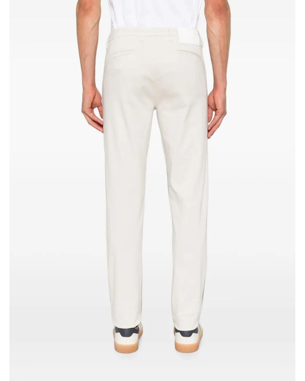 Sartoria Tramarossa White Luis Logo-Plaque Trousers for men