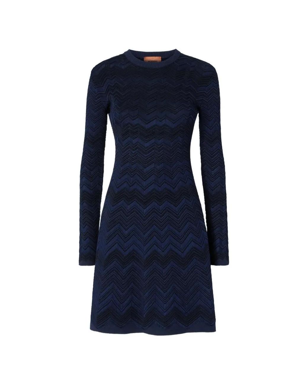 Missoni Blue Robe En Viscose Et Laine À Motif Zigzag