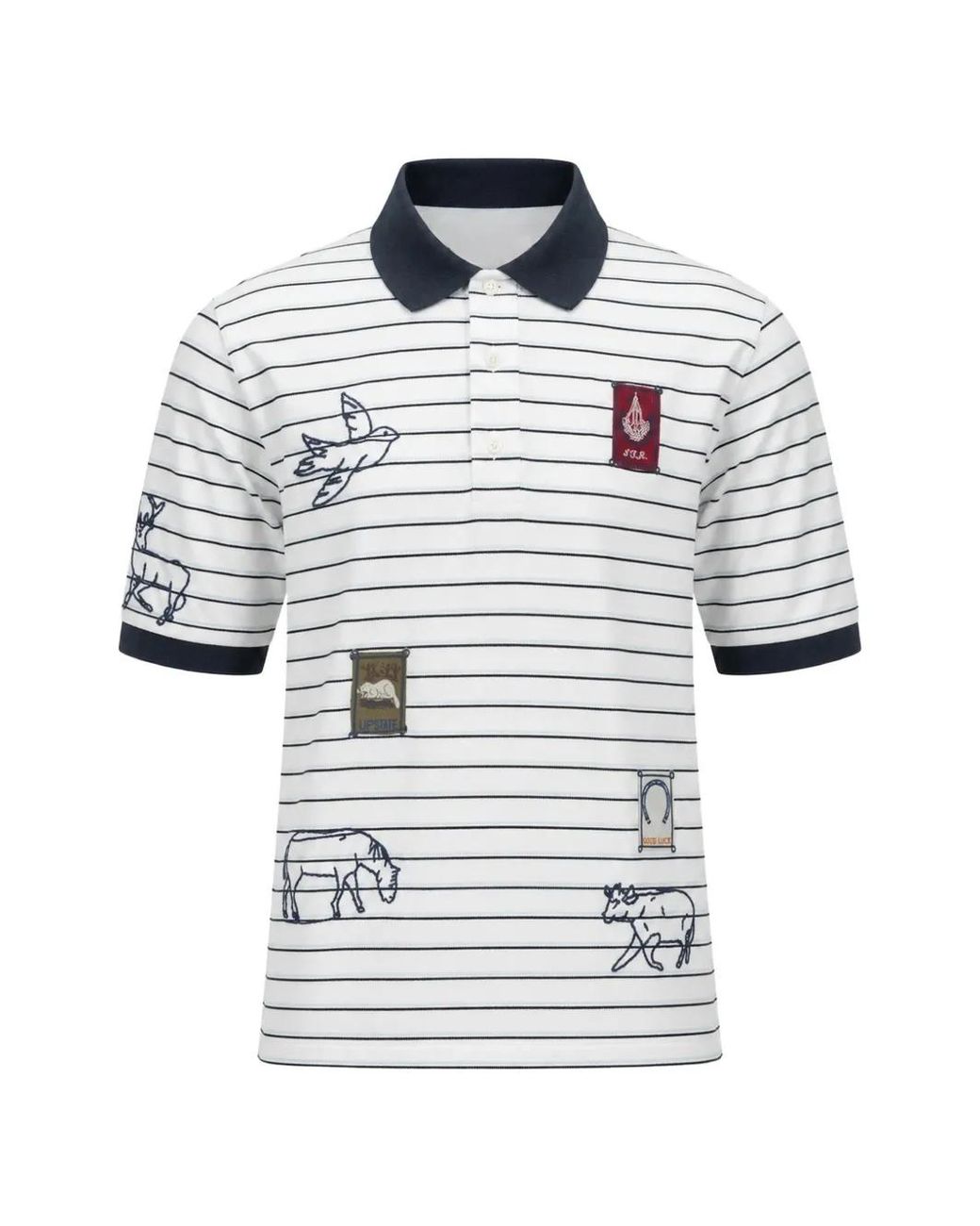Sea White Winslow Embroidered Striped Polo Shirt