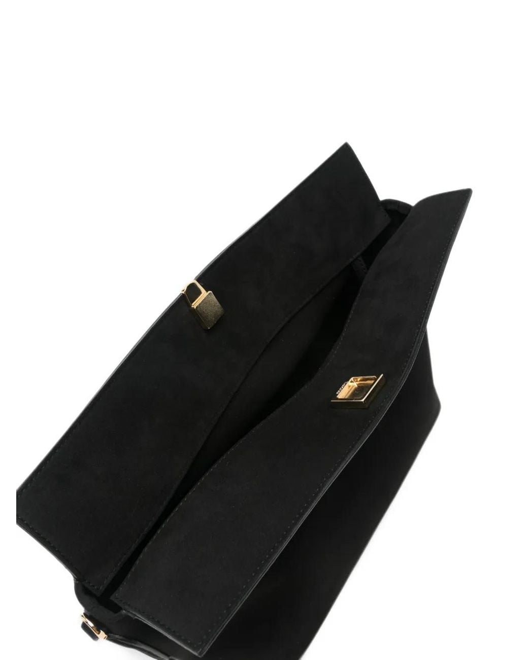 THEMOIRÈ Black Small Zoe Suede-Effect Clutch Bag