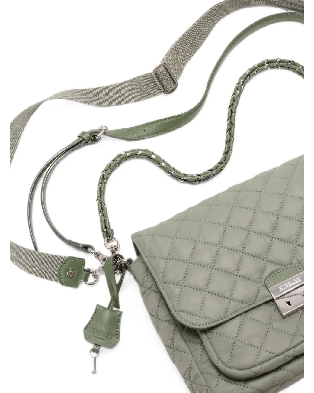 MZ Wallace Gray Medium Crosby Quilted Lock Crossbody Bag