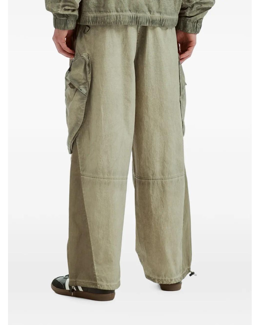 FIVE CM Green Panelled Cargo Pants for men