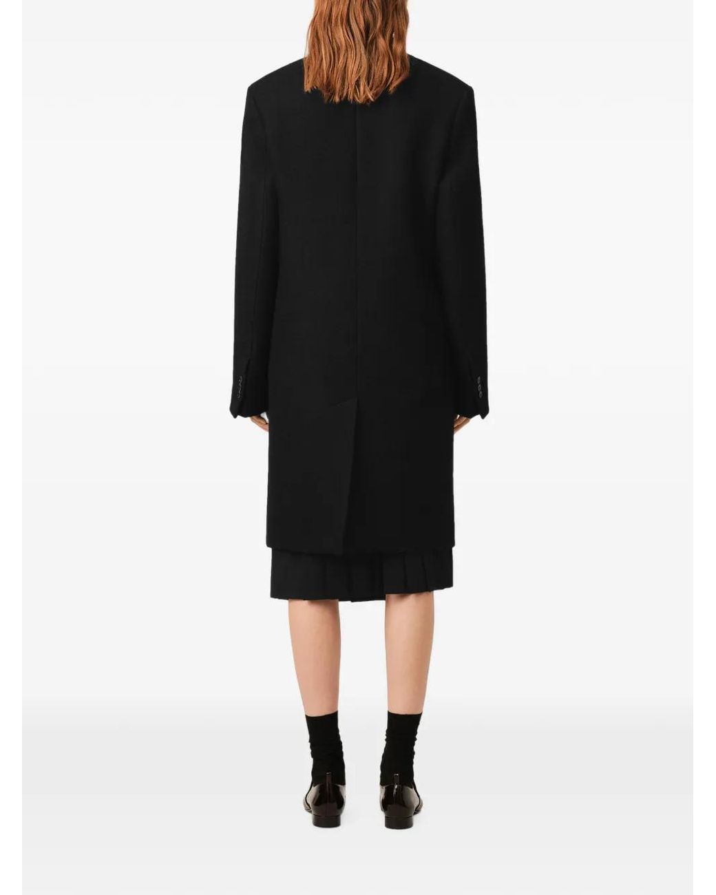 AMI Black Double Breasted Wool Coat