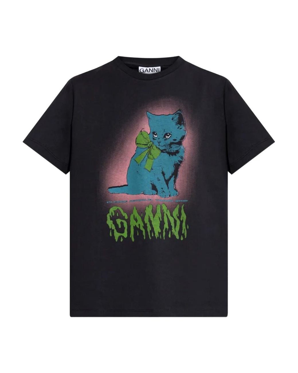 Ganni Black Neon Kitty T-Shirt