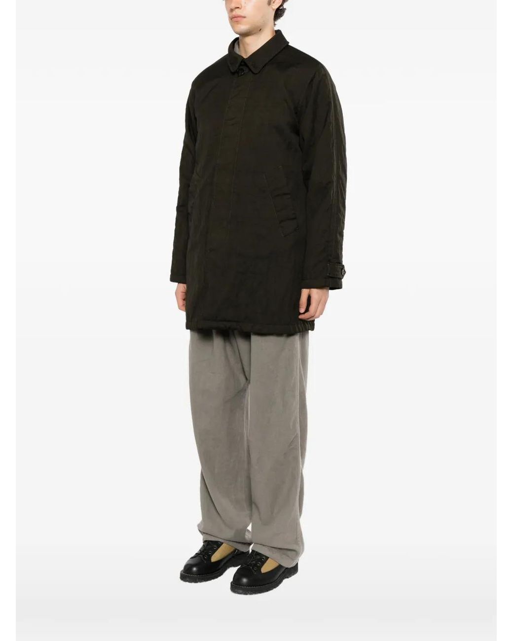 Massimo Osti Studio Black Logo-Patch Coat for men