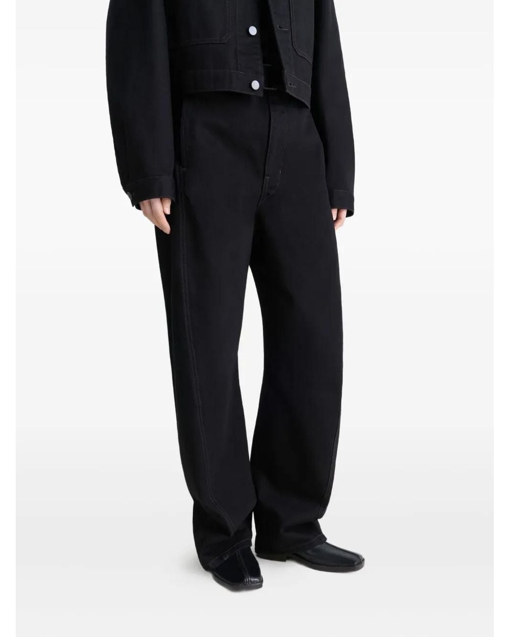Lemaire Black Flat Piped Slippers