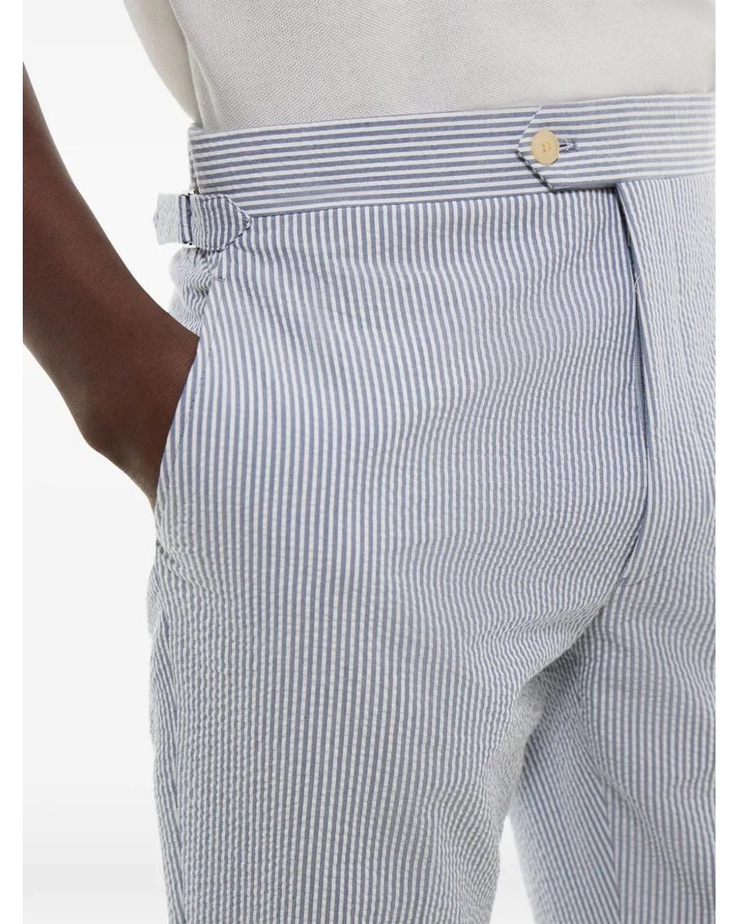 Fursac Gray Striped Straight-Leg Trousers for men