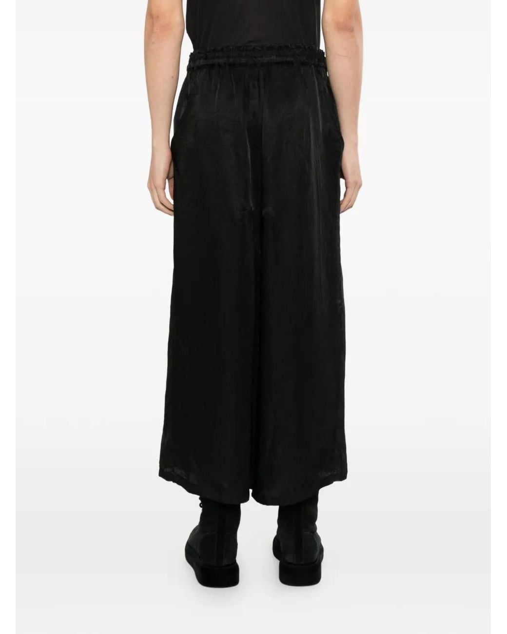 Nude:mm Black Elasticated Drawstring Cropped Trousers for men