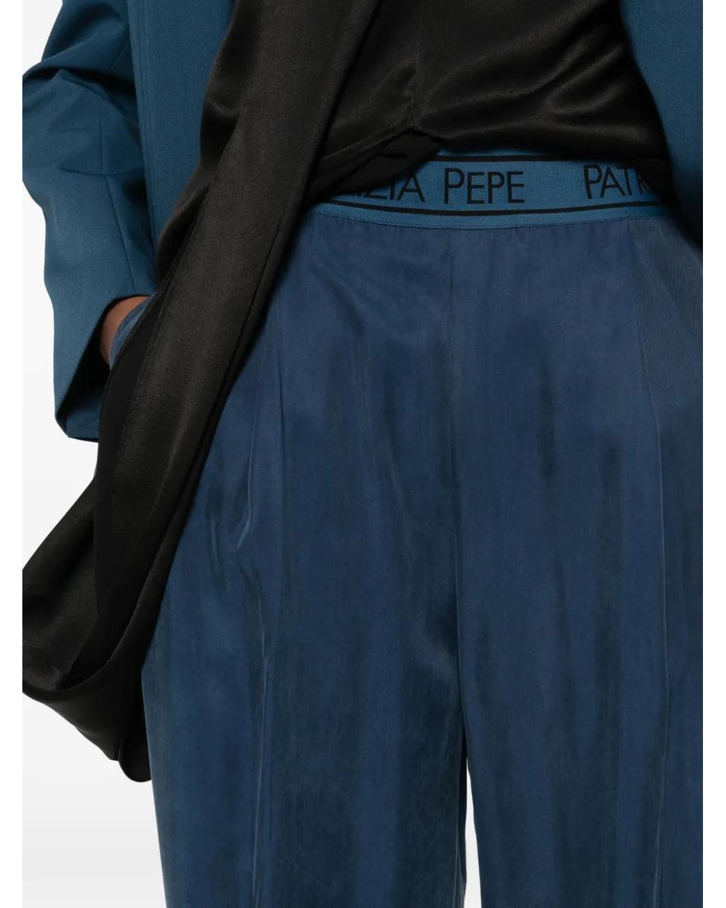 Patrizia Pepe Blue Elastic-Waistband Fluid Palazzo Pants