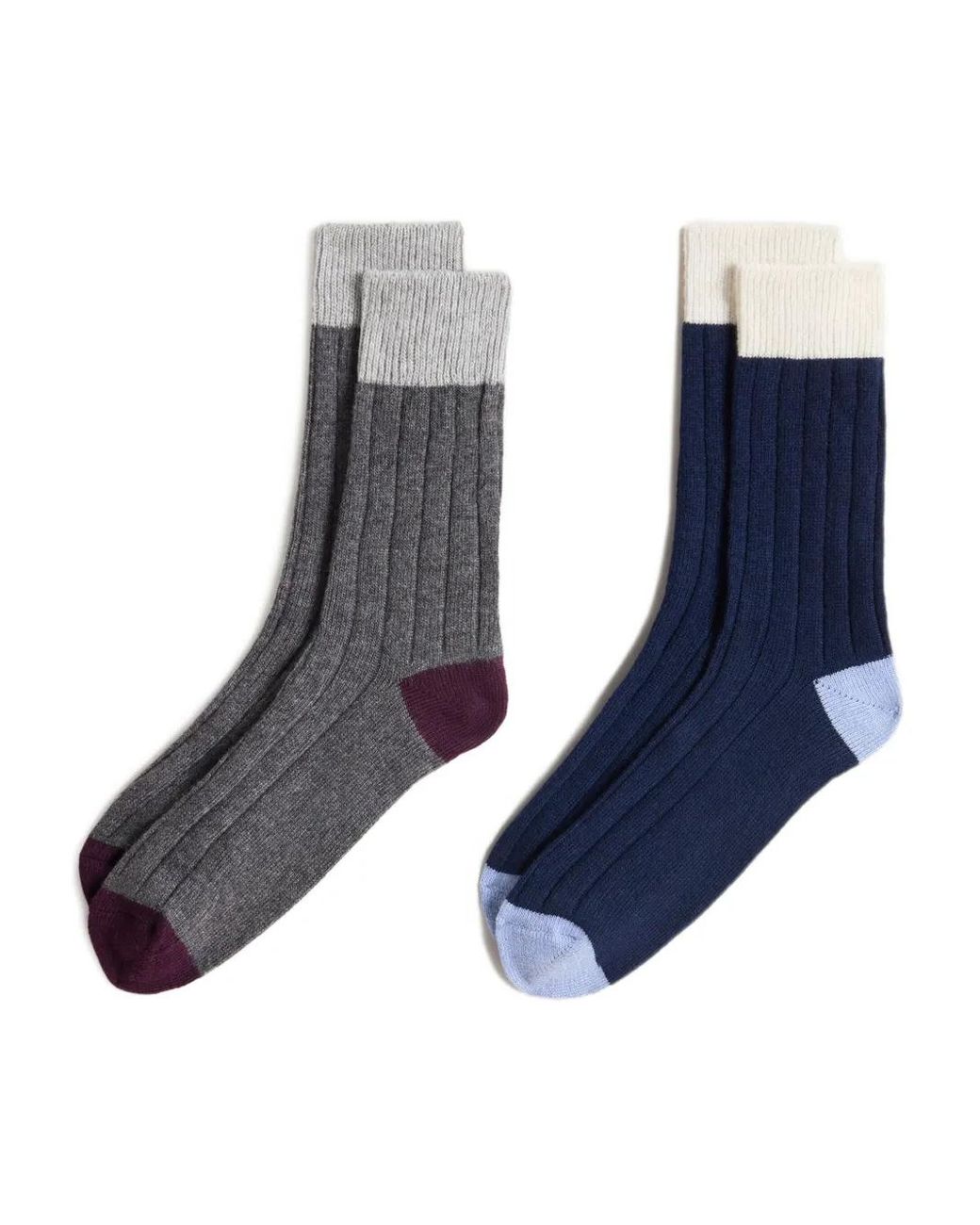 Woolrich Blue Ribbed Wool Socks (Pack Of Two) for men