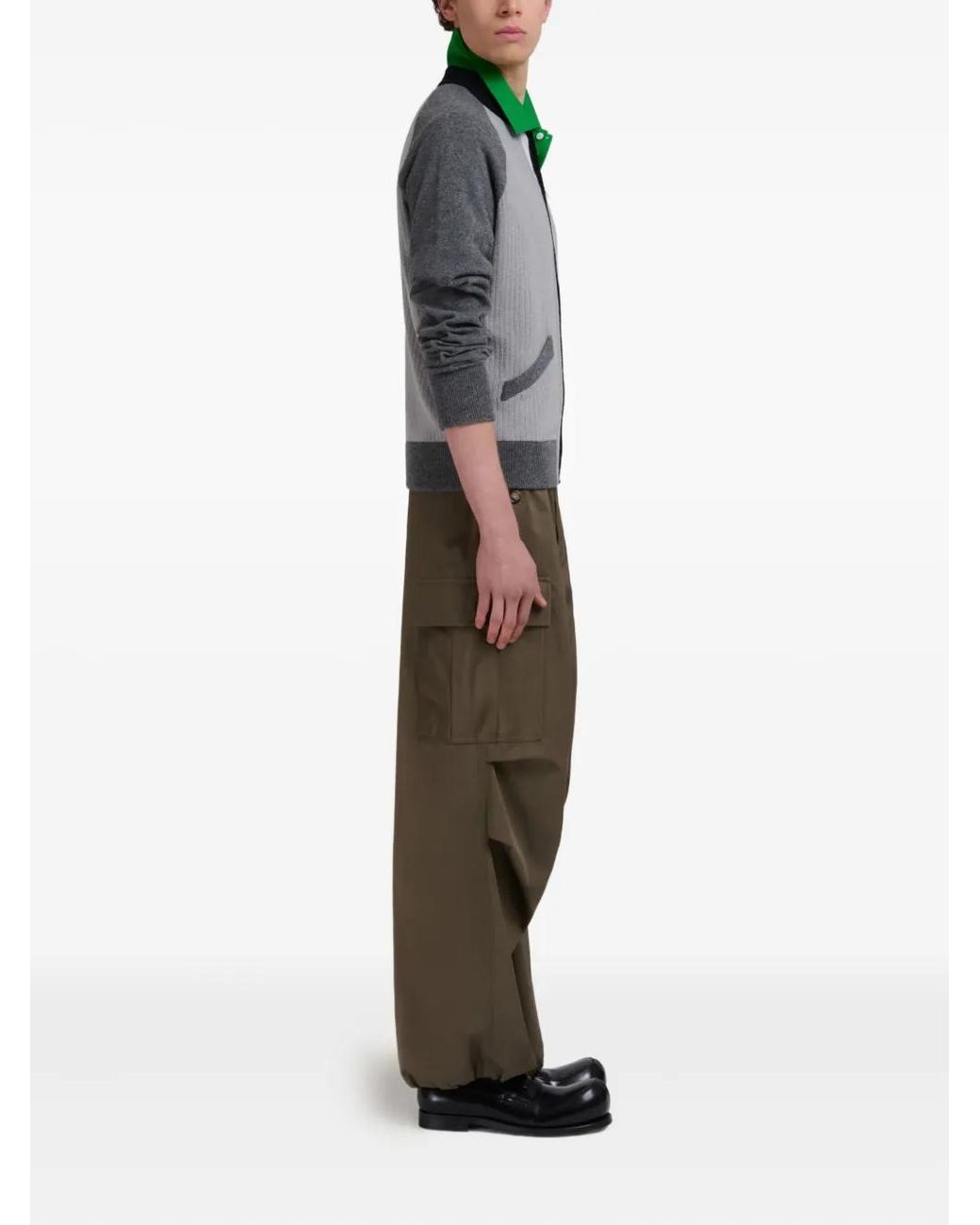 Marni Gray Ribbed-Panel Zip-Up Sweatshirt for men