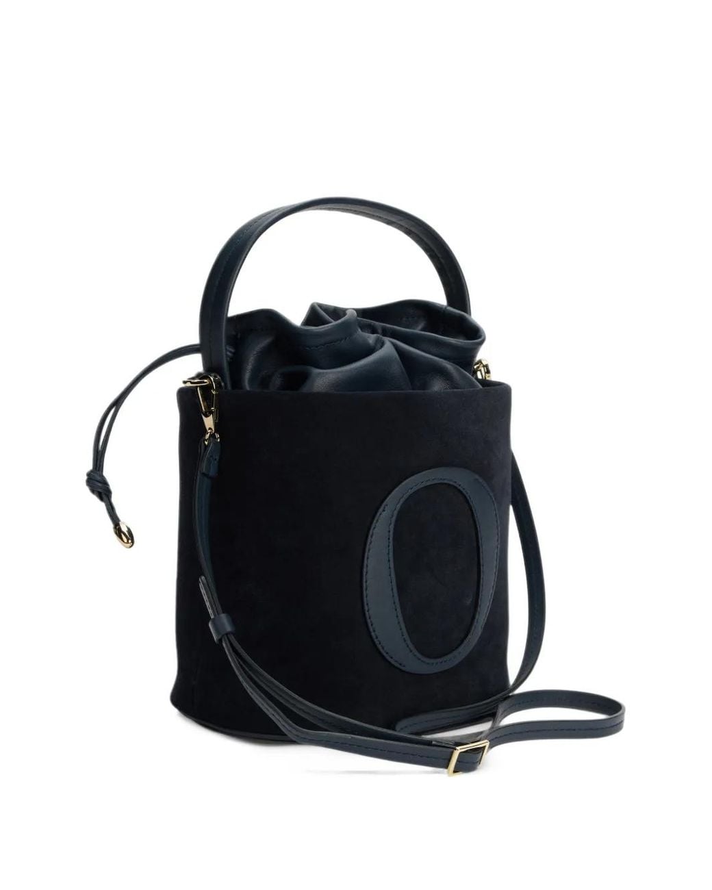 Orciani White Her-O Logo-Patch Suede Bucket Bag