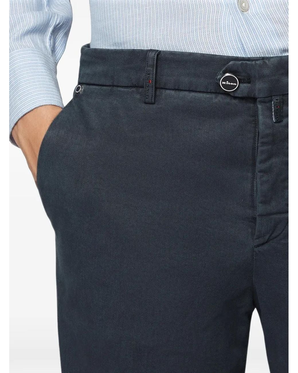Kiton Blue Belt-Loop Regular Trousers for men