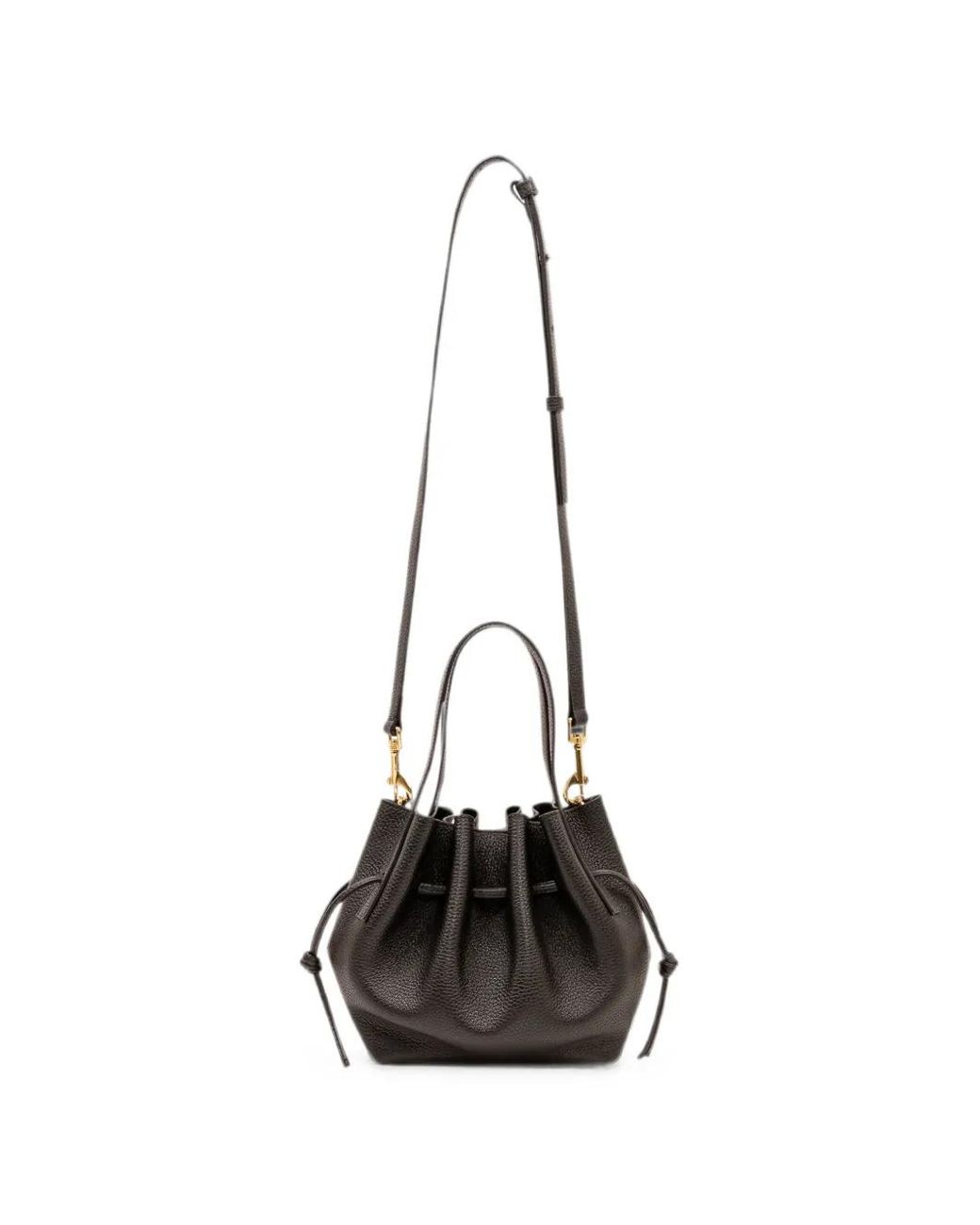 Yuzefi Black Mini Scallop Pebble-Leather Tote Bag