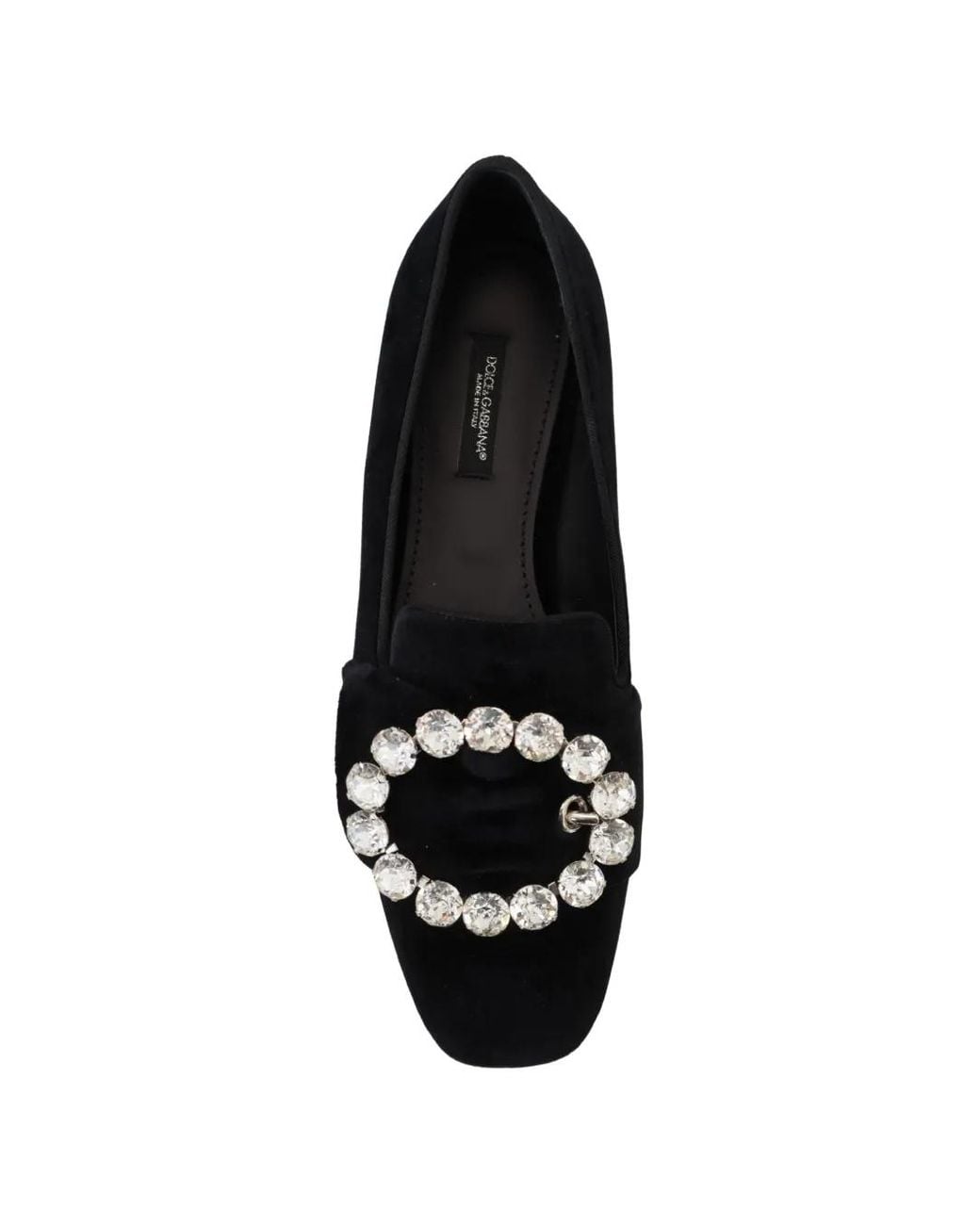 Dolce & Gabbana Black Crystal-Embellished Velvet Loafers