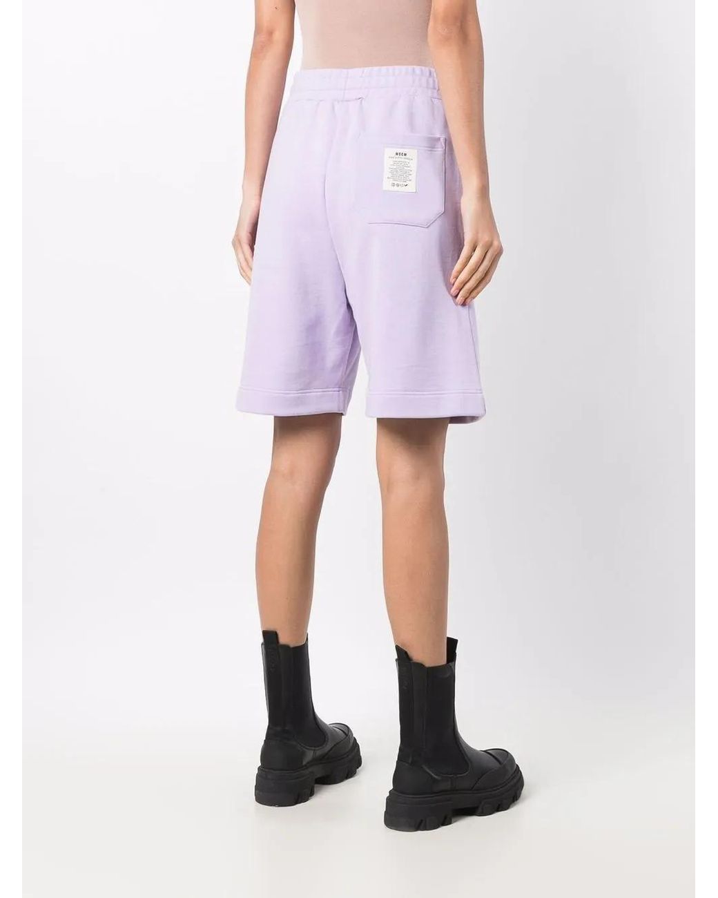 MSGM Purple Logo Patch Track Shorts