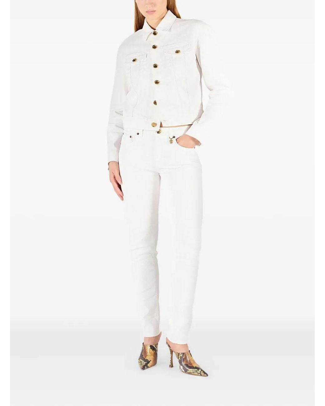 Roberto Cavalli White Cropped Jacket