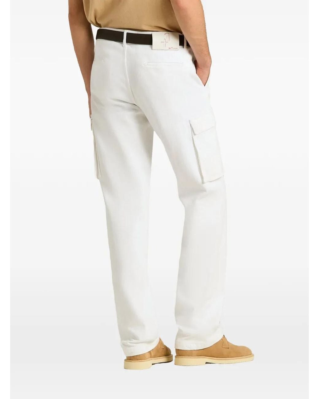 Kiton White Straight-Leg Cargo Pants for men