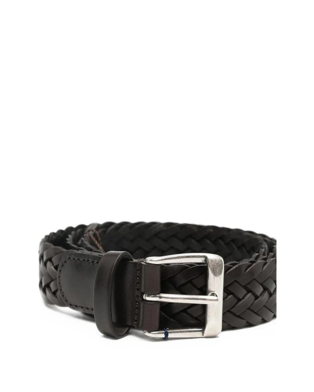 Andersons Black Braided Leather Belt for men