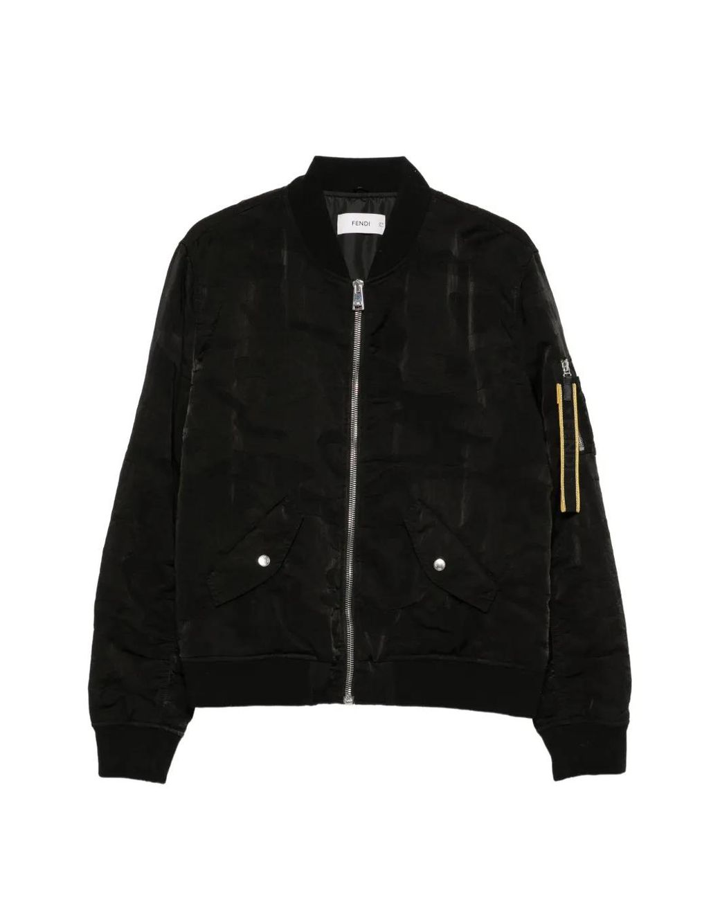 Fendi Black Logo-Tape Bomber Jacket for men
